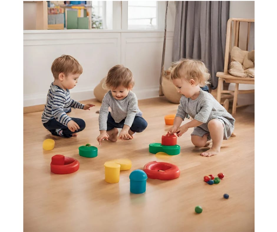 Kids playing with building blocks
