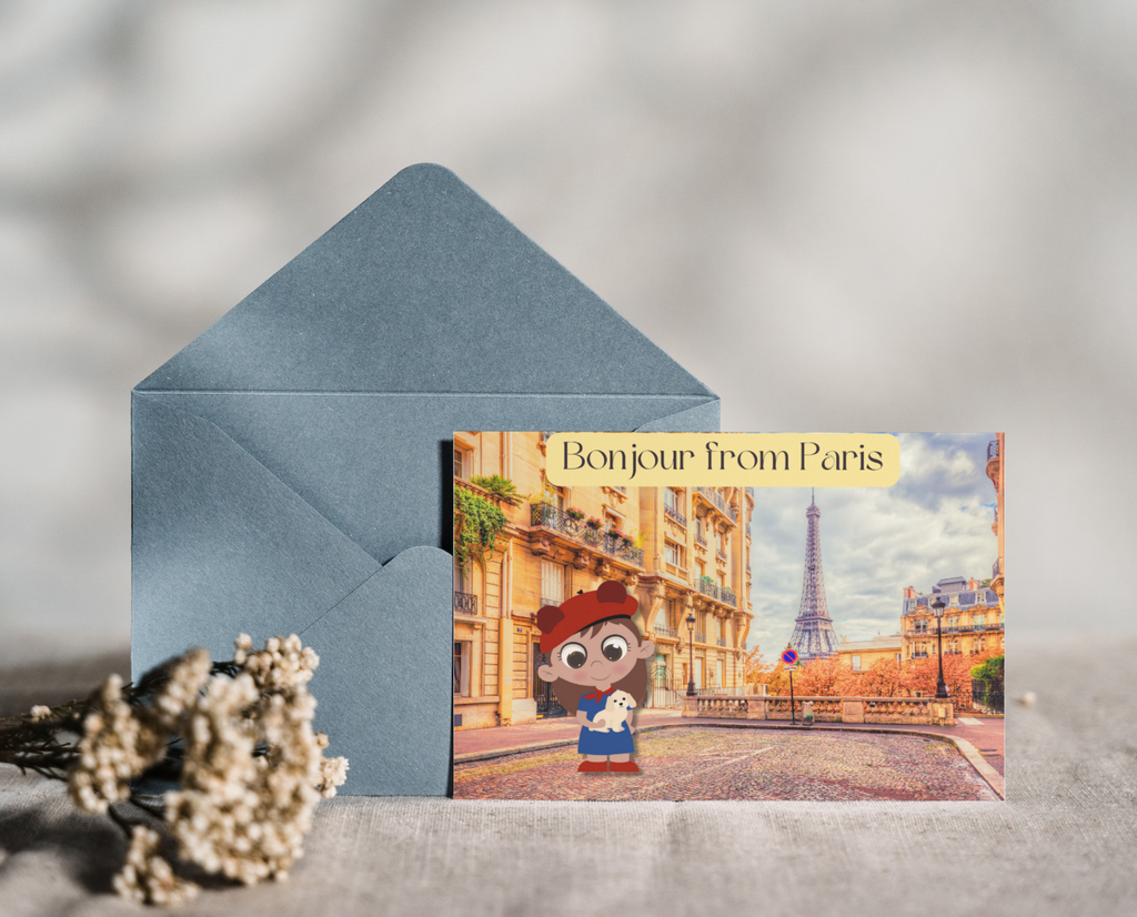 Zoe in Paris little cubbie postcard