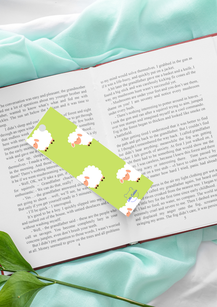 Sarah in the sky Little cubbie green sheep bookmark 