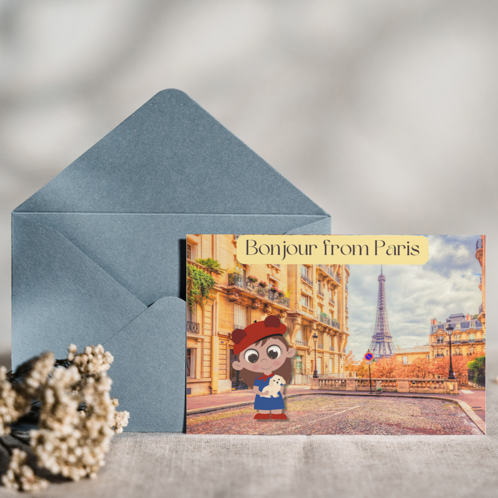 Zoe in Paris little cubbie postcard