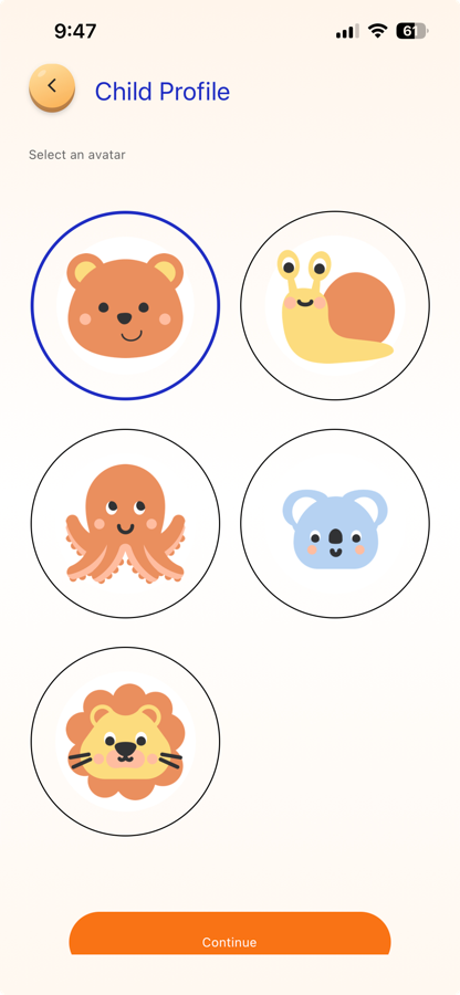 Avatar picker for your child's profile