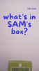 Video explaining what's in Sam's little cubbie box